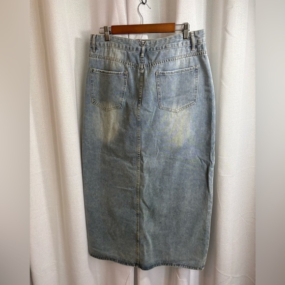 NEW Petal + Pup Women’s Dana Light Blue Denim Front Slit Maxi Jean Skirt 0362 - Picture 5 of 9